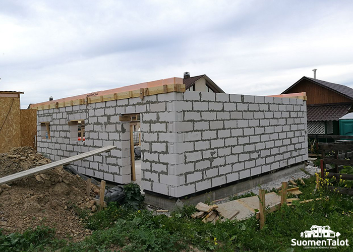 Строительство гаража из газобетона SuomenTalot