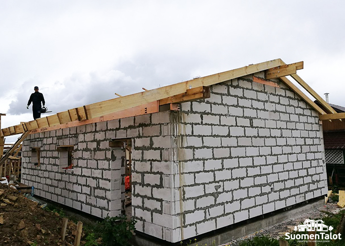 Кровля гаража из газобетона SuomenTalot